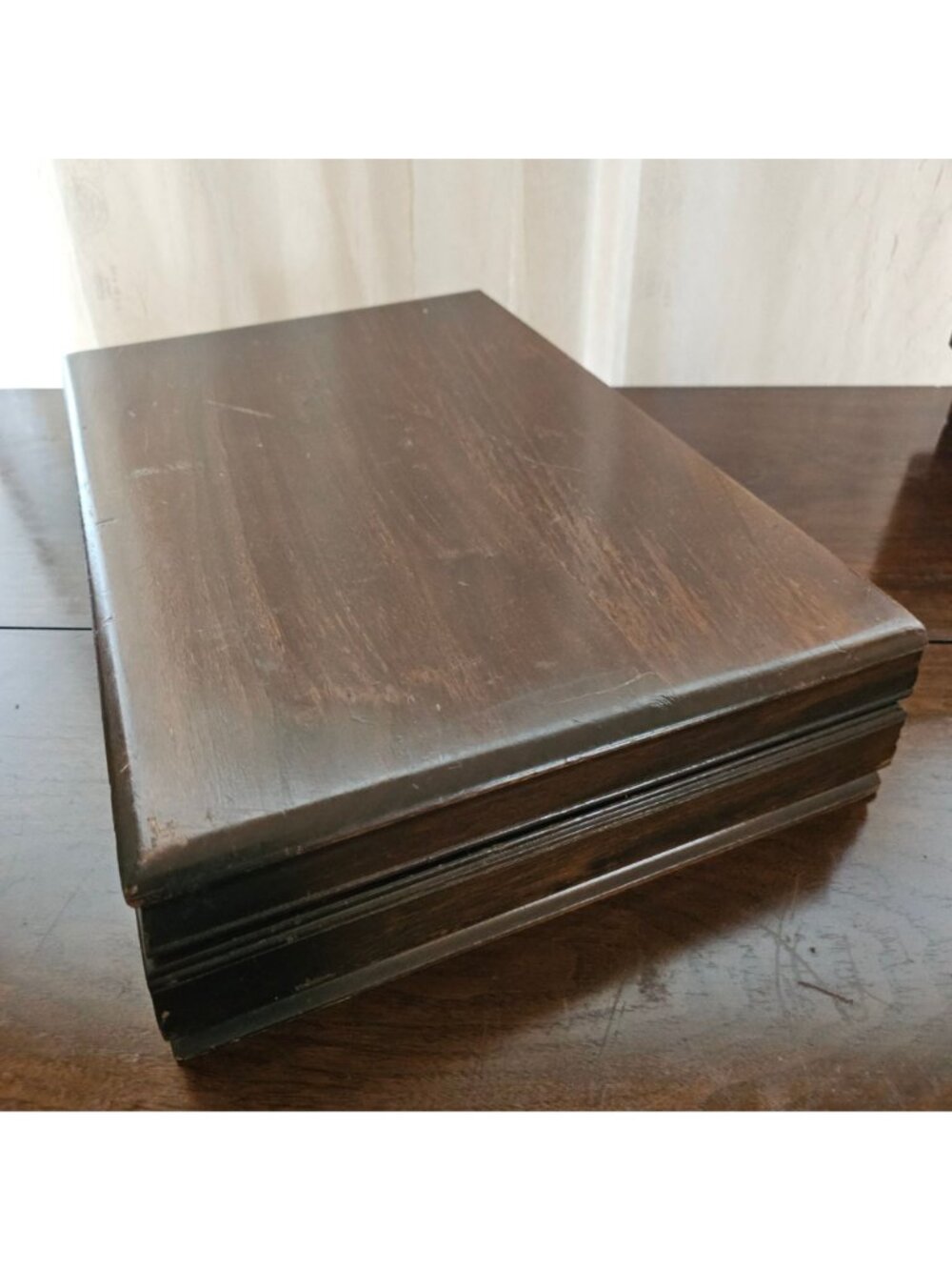 Rogers Wood Flatware Silverware Chest 17" anti tarnish fabric lined box vtg 80s - Picture 4 of 8